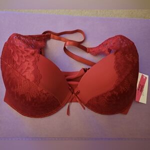 I LUMIE Elegant Burgundy Lace Bra (not red) SIZE 40C underwire GENTLE PUSH UP